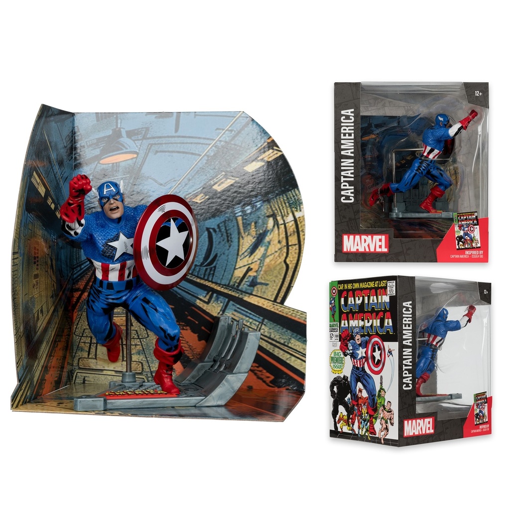 McFarlane Marvel Captain America 1:10th Scale Collectible with Scene (Captain America #100) Toys