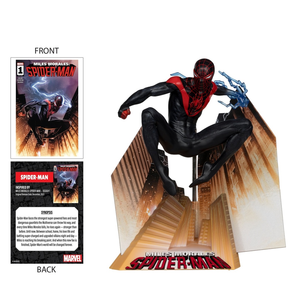 McFarlane Marvel Spider-Man 1:10th Scale Collectible with Scene (Miles Morales: Spider-Man #1) Toys