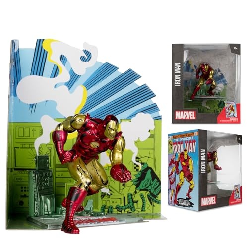 McFarlane Marvel Iron Man 1:10th Scale Posed Figure with Scene (the Invincible Iron Man #126) Toys